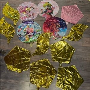 Pink and Gold Super Mario Mylar Balloon Bundle